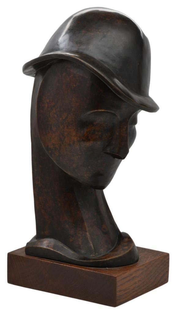 An Abstract Bronze Bust Sculpture by J. Leontakianakis (1 of 7)