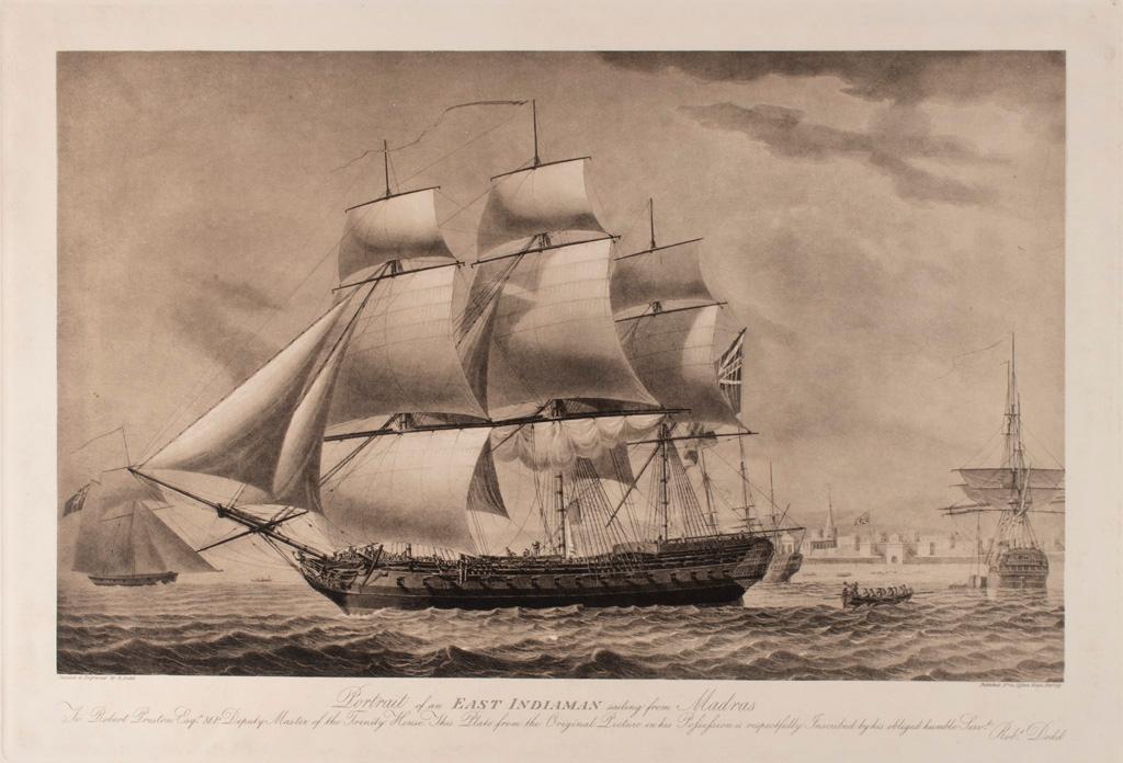 A Nautical Scene Engraving of a British Ship by Robert Dodd (English, 1748-1816) (1 of 3)