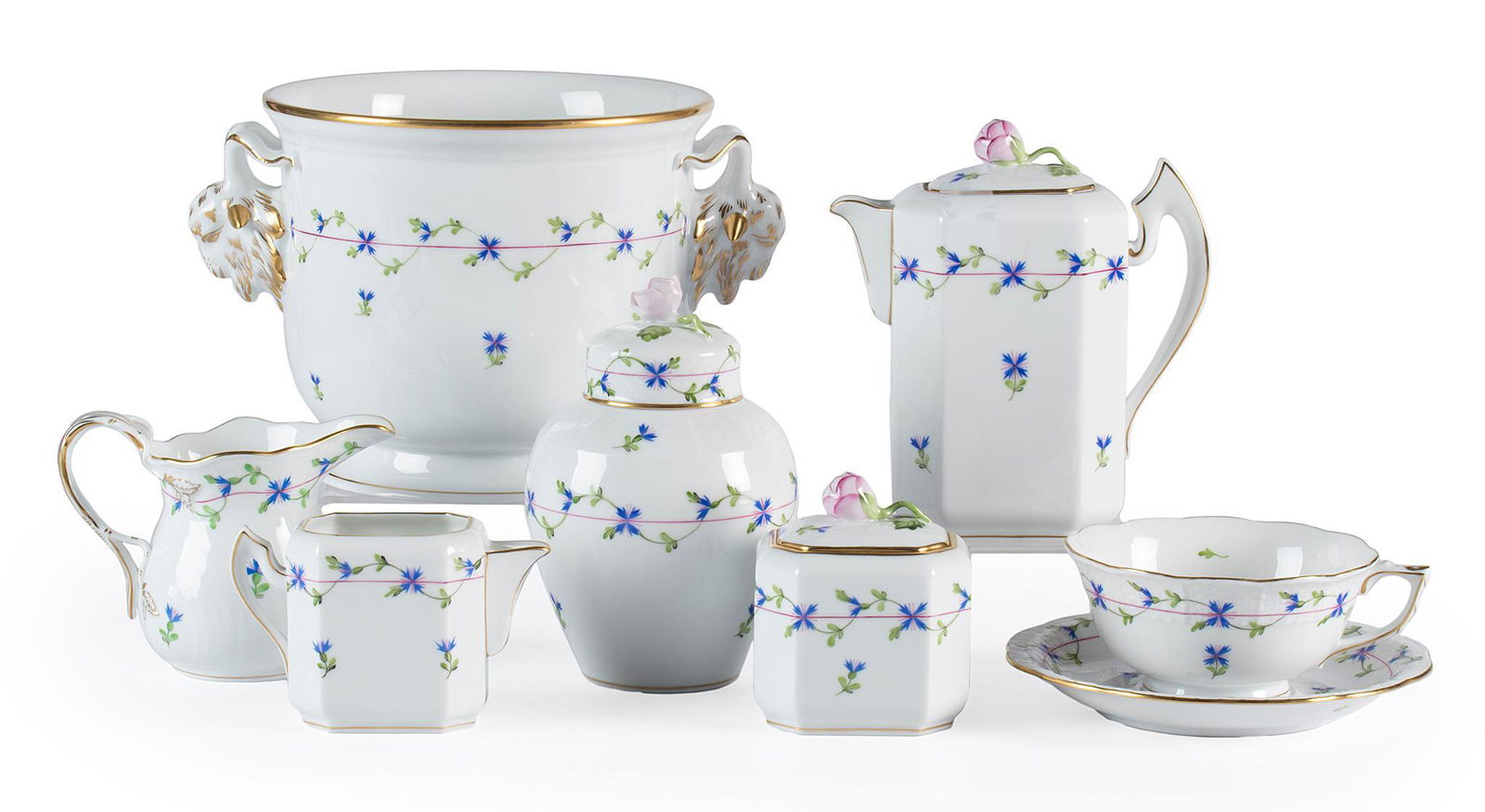 A Group of Herend Blue Garland Porcelain Wares (1 of 4)