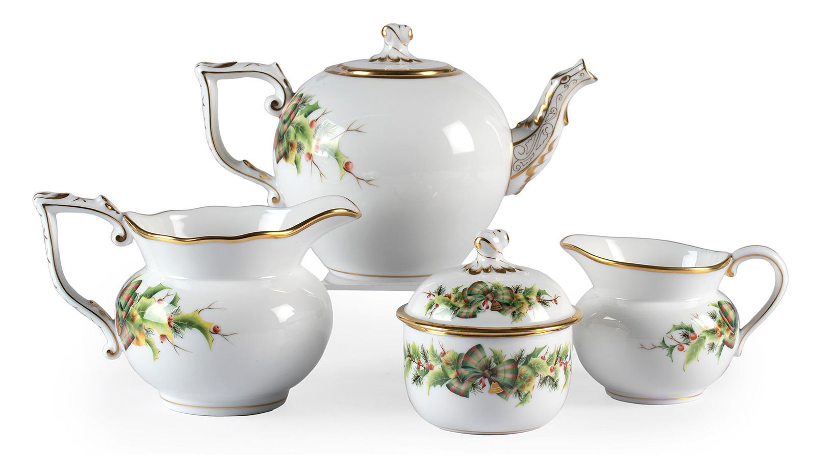 A Herend Porcelain Holiday Holly Pattern Tea Set (1 of 4)