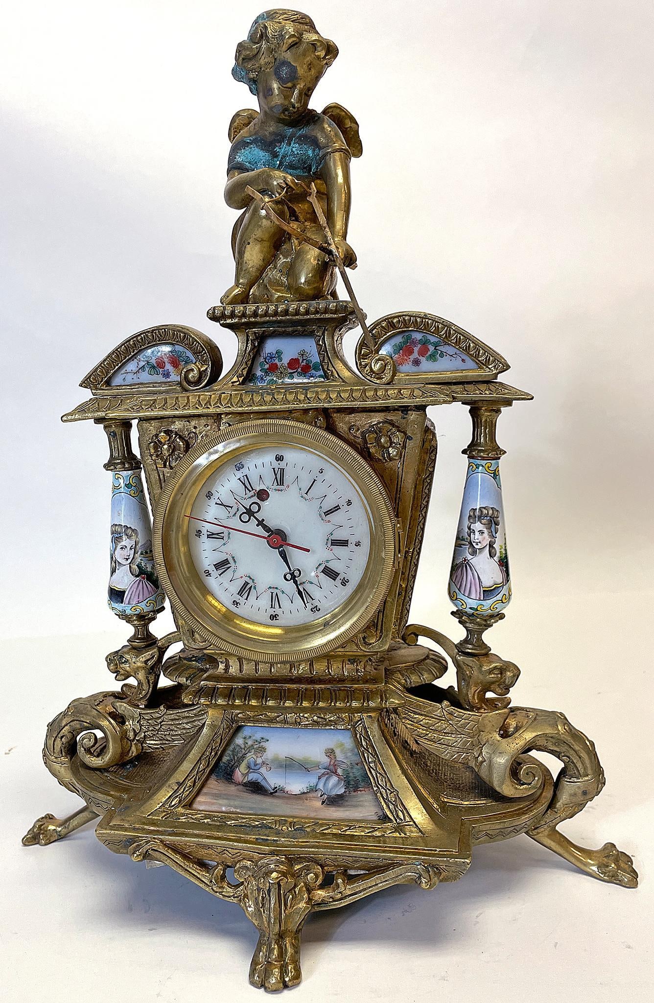 A Chinese Brass and Porcelain Mantle Clock (1 of 4)
