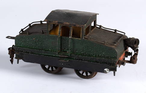 An Early Antique Painted Metal Toy Train: An early vintage painted toy train, marked L.W. - LTD northern London made in Germany, Metal marked DRP cuagulated painted throughout. Overall good condition for age