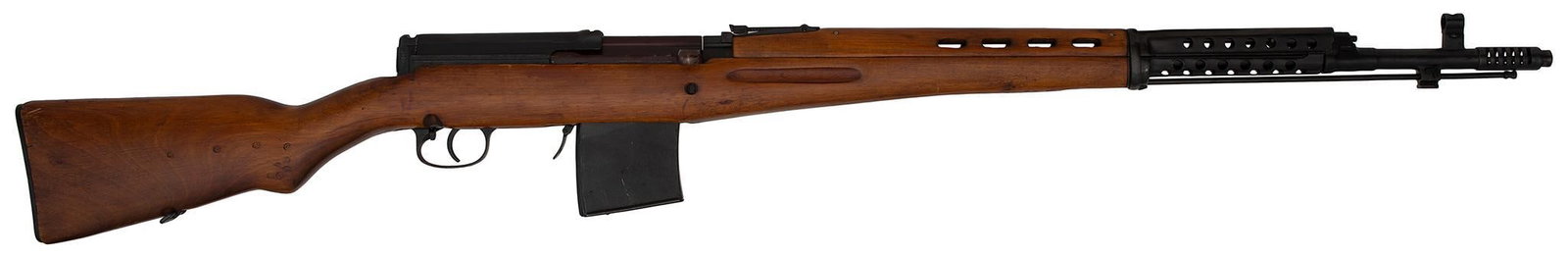 **Russia Tula Arsenal Tokarev SVT 40 Sniper Rifle: 7.62 X 54R Caliber, 27" barrel length, S/N C64379. Blue finish with wood stock and handguard. All numbers match and retaining most of the arsenal blue finish. Stock and handguard with minimal nicks an