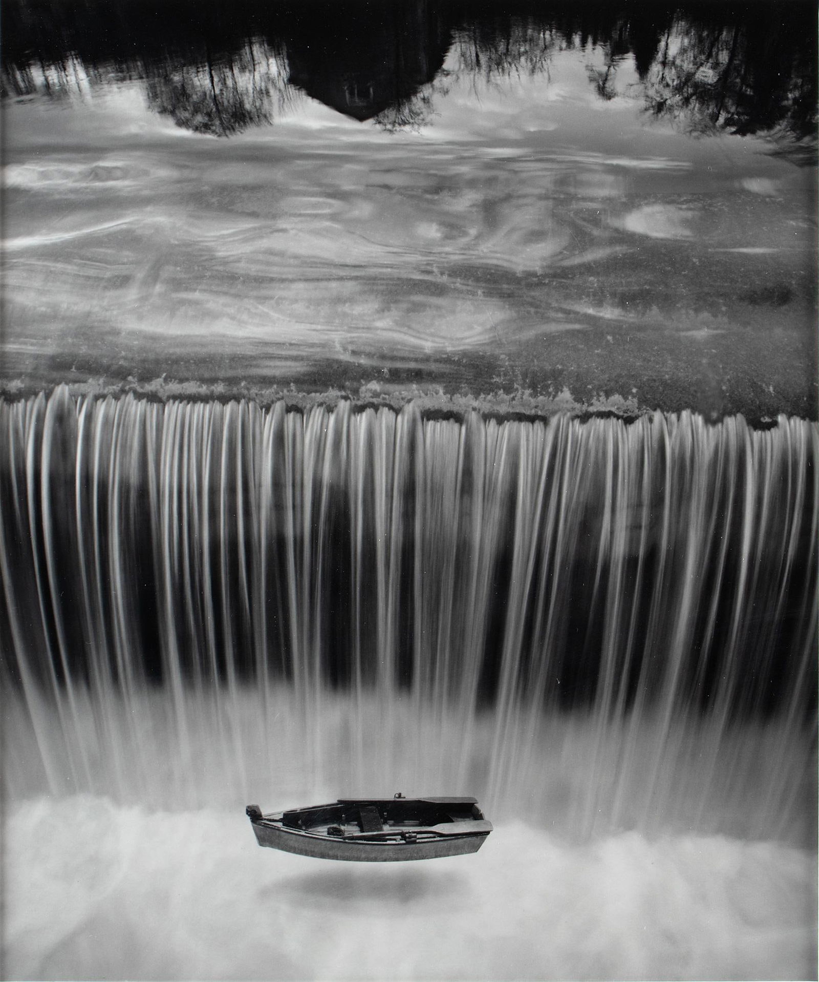 Gelatin Silver Print "Untitled" Boat and Waterfall by Jerry Uelsmann (1 of 3)