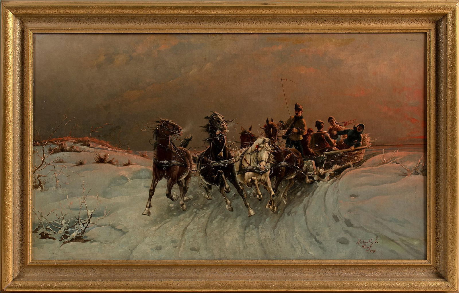 Winter Scene Oil on Canvas by Pataky Von Sospatak (1 of 3)