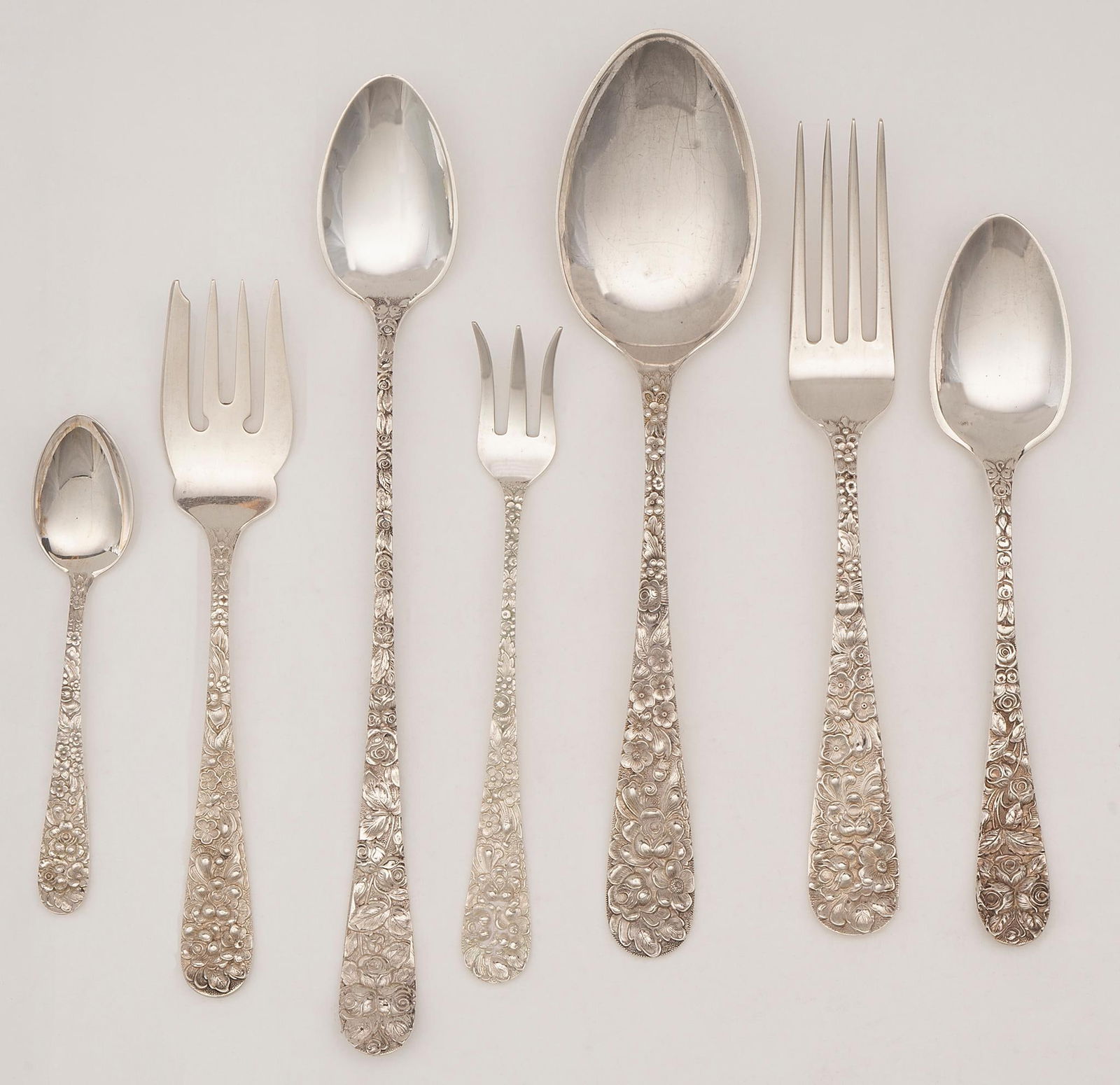 A Stieff Rose Sterling Silver Repousse Flatware Service (1 of 2)
