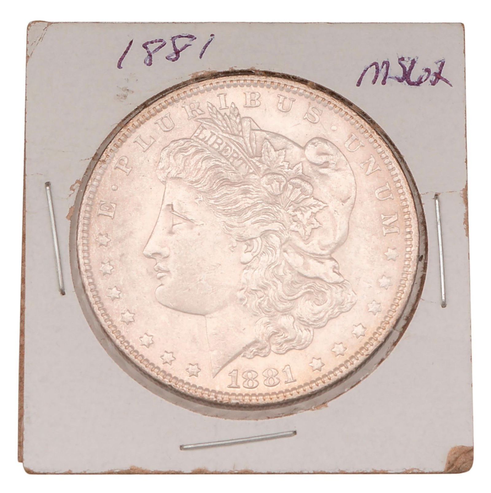 An 1881 MS62 United States Silver Morgan Dollar Coin (1 of 2)