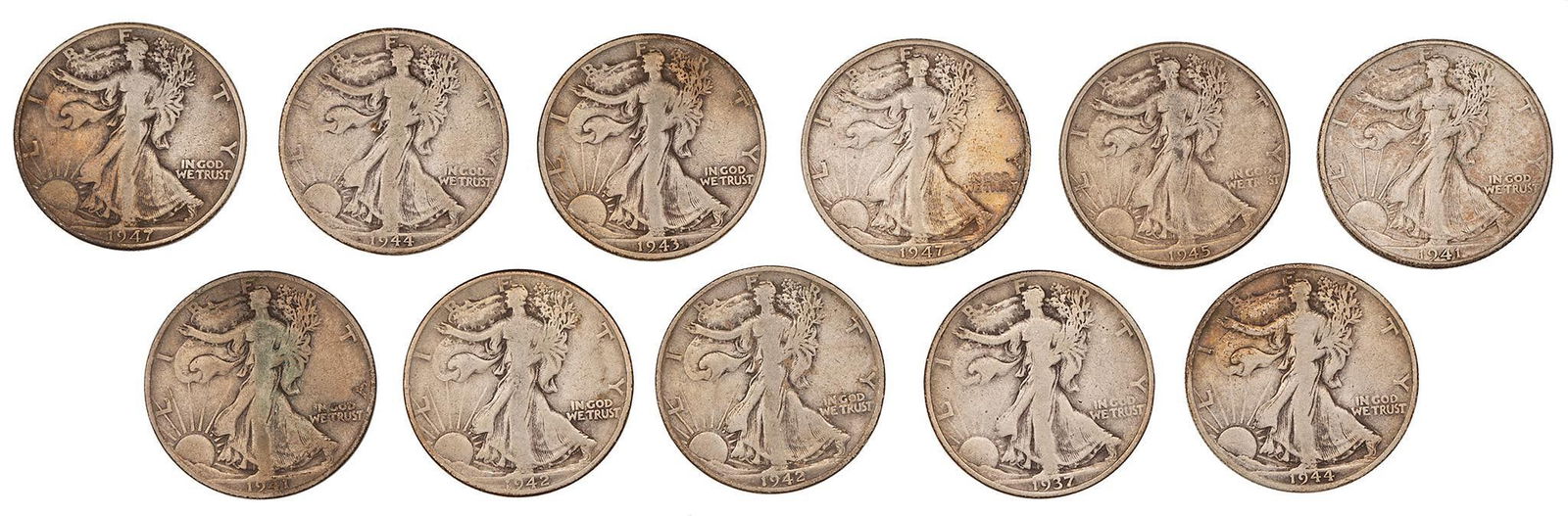 A Grouping of United States Walking Liberty Silver Half Dollar Coins (1 of 2)