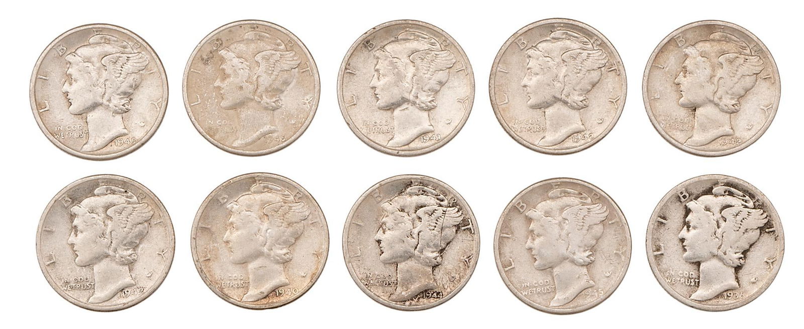A Large Group of United States Mercury Dimes (1 of 3)