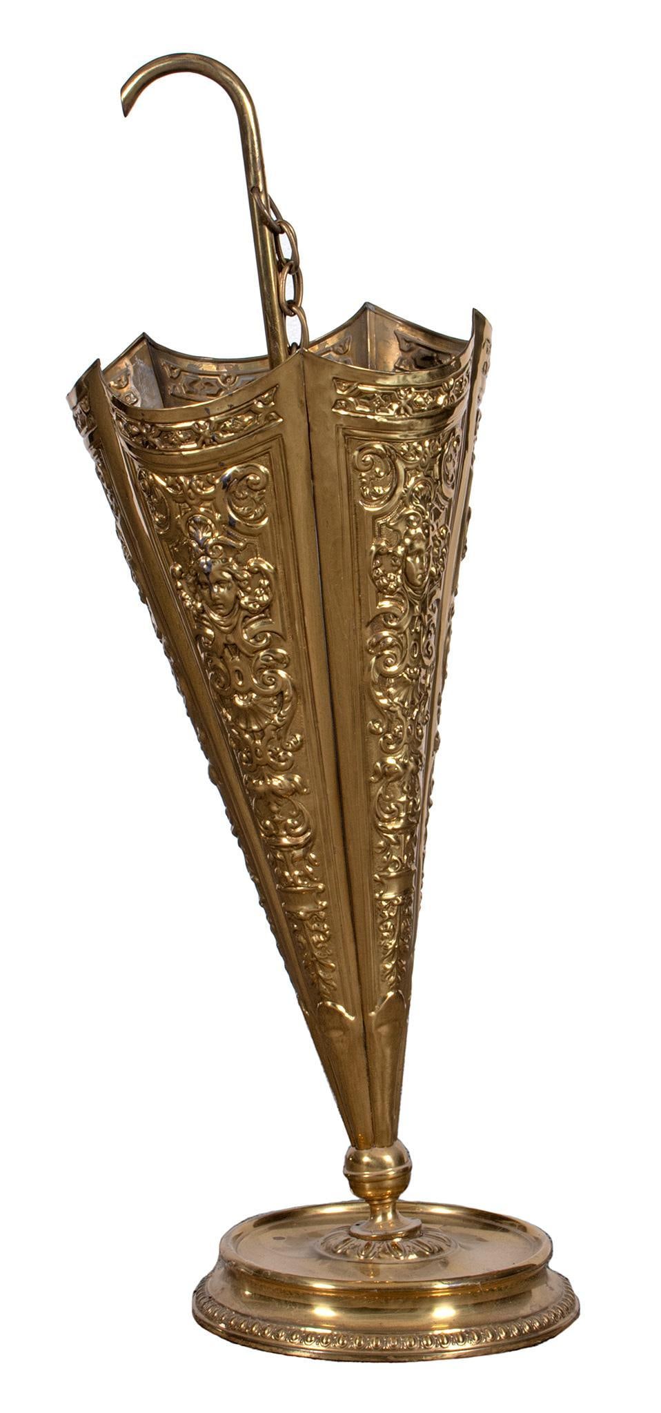 A Victorian Embossed Brass Umbrella Stand (1 of 1)