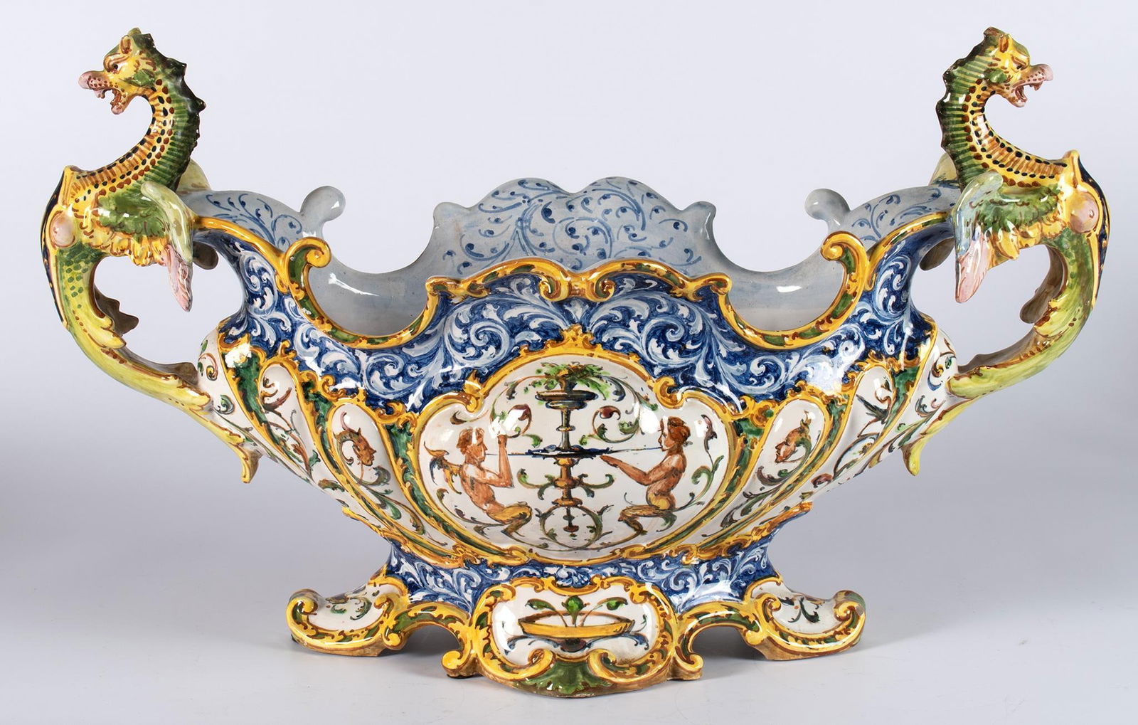 A Large Italian Faience Hand Painted Urn (1 of 4)