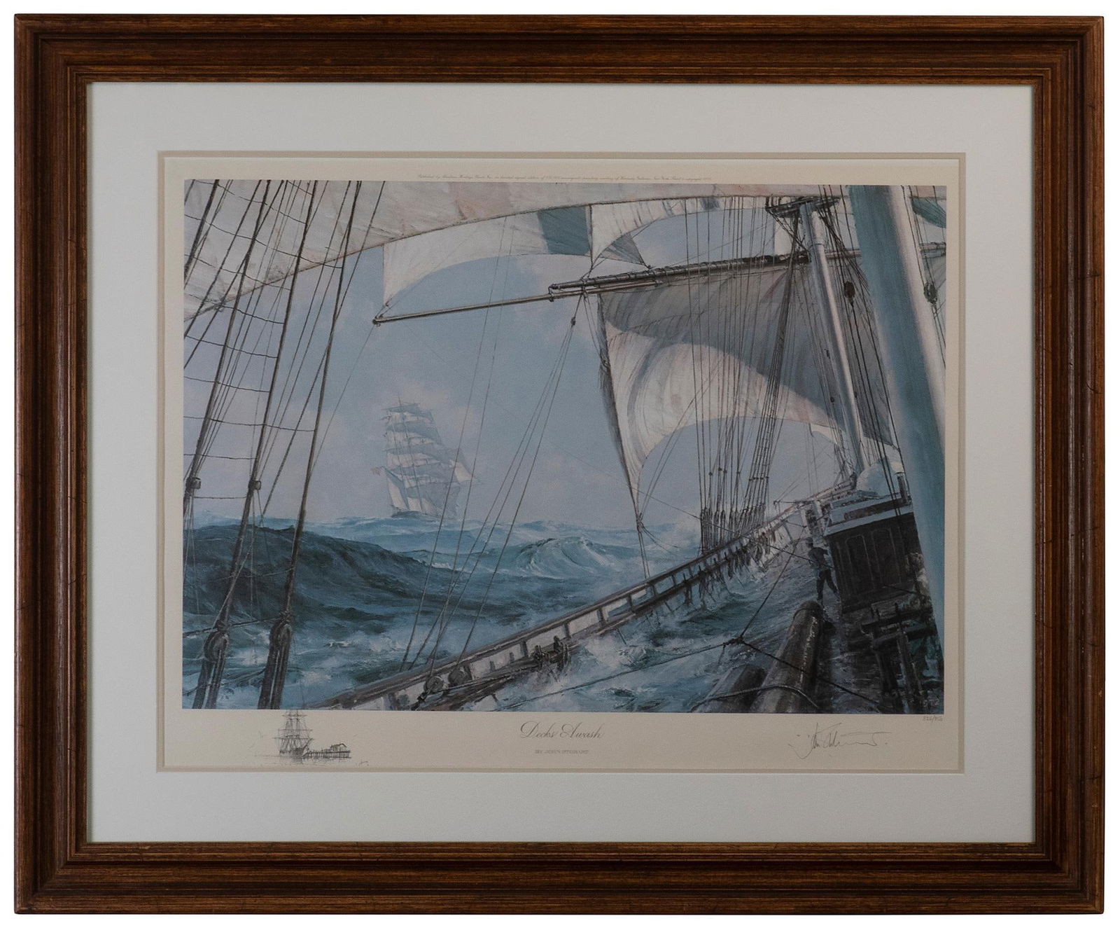 An Offset Lithograph Nautical Ship Scene by John Stobart (British, 20th Century) (1 of 4)