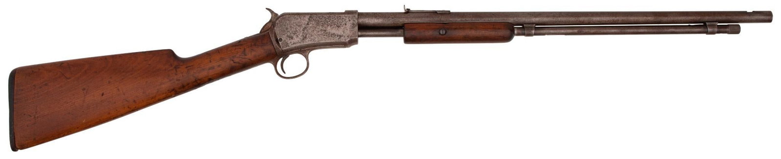 **Winchester Model 1906 Rifle: 22 short caliber, 20" barrel, S/N 30516, Blue finish with Apple wood stock and forearm. All metal is gray to brown and smooth, Stock and forearm has some nicks and dings. Good bore.