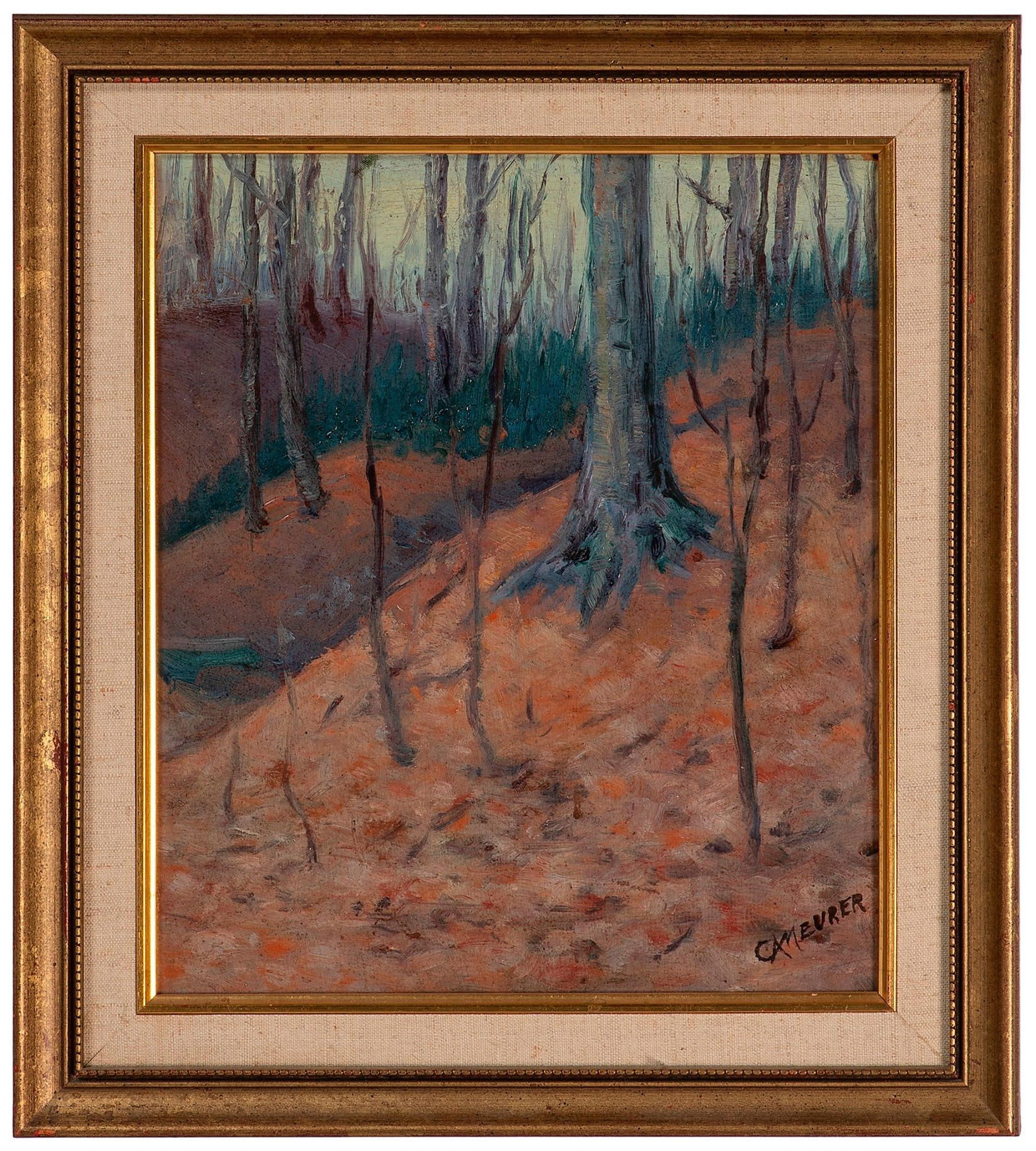 Forest Landscape Oil on Board by Charles Alfred Meurer (1865-1955) (1 of 2)