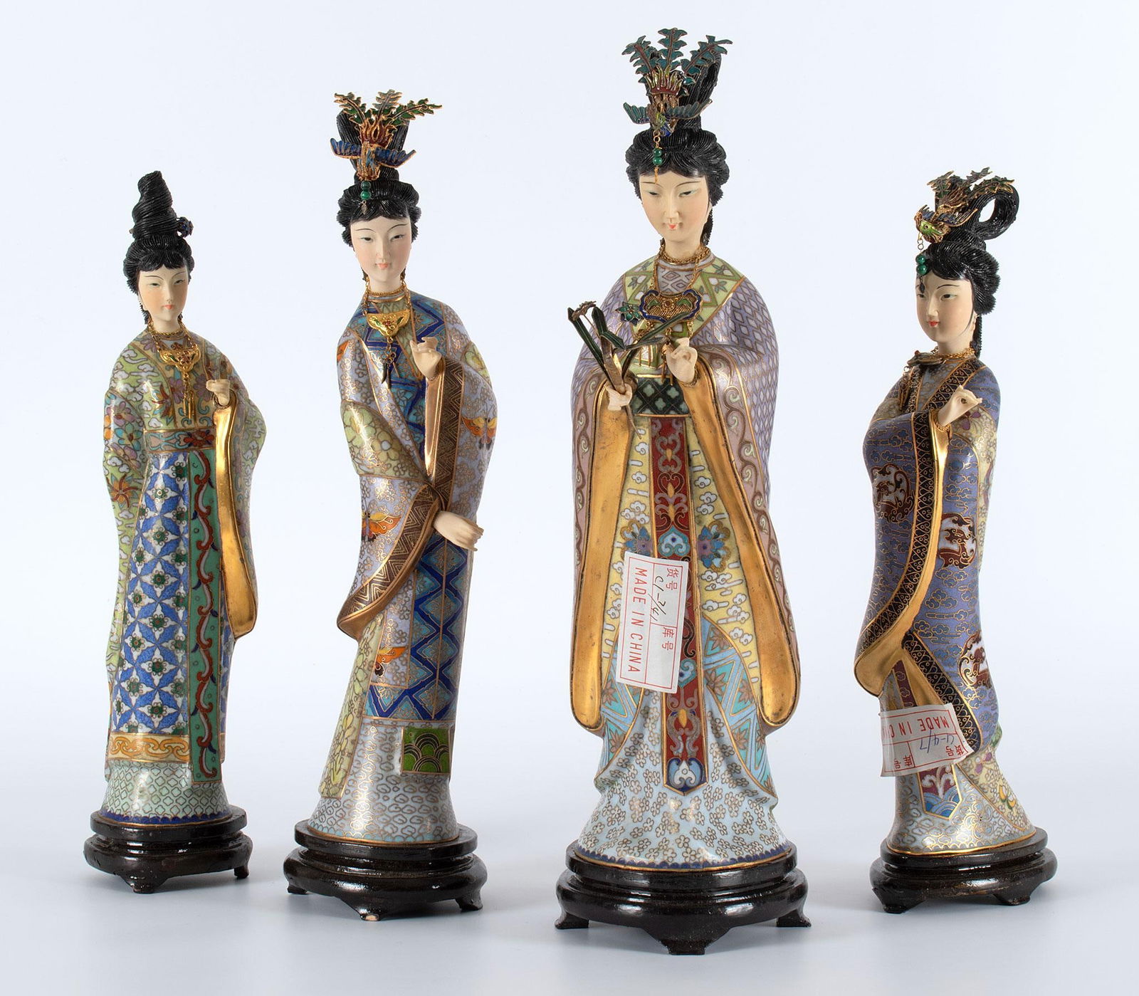 A Group of Four Chinese Export Cloisonne Female Figures (1 of 2)