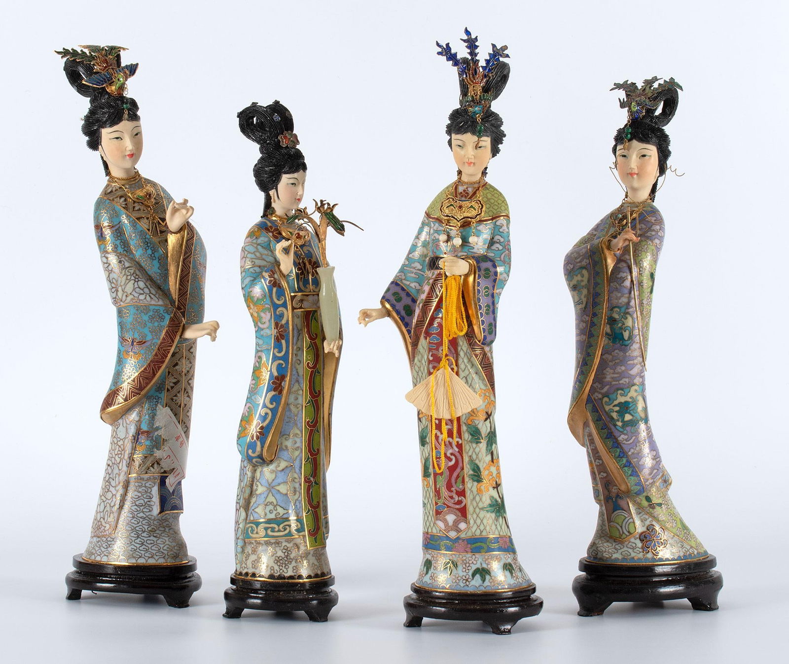 A Group of Four Chinese Export Cloisonne Female Figures (1 of 2)