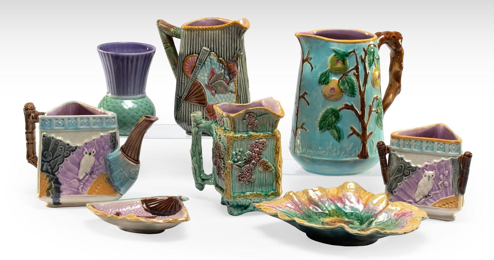 A Group of Majolica Handled Pitchers Plus (1 of 6)