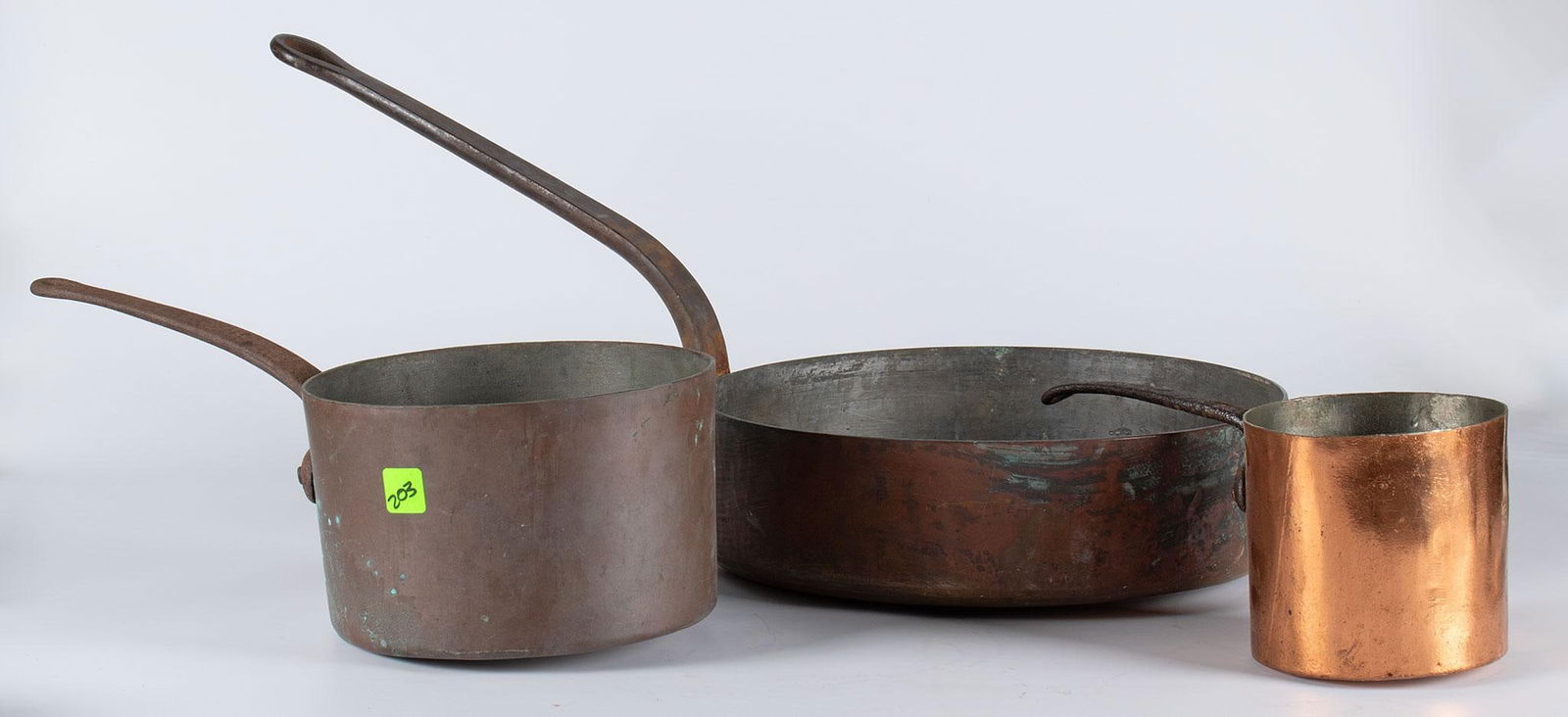 A Group of Three Large Early Antique Copper Pot (1 of 3)