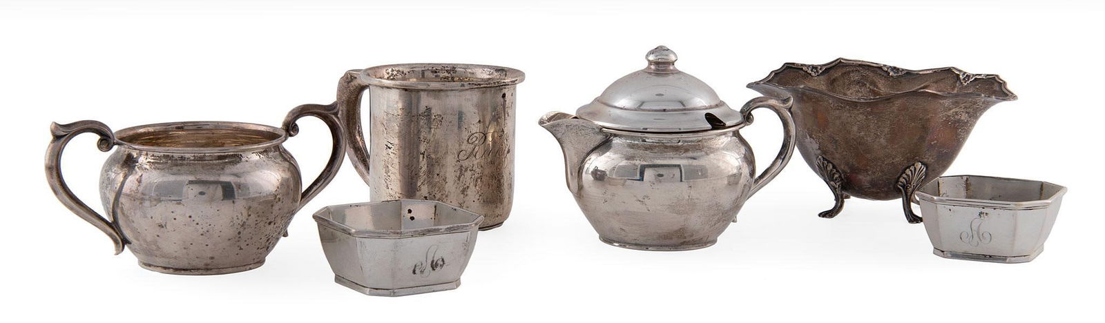 A Grouping of Sterling Silver Sugars, Creamers & Salts (1 of 3)