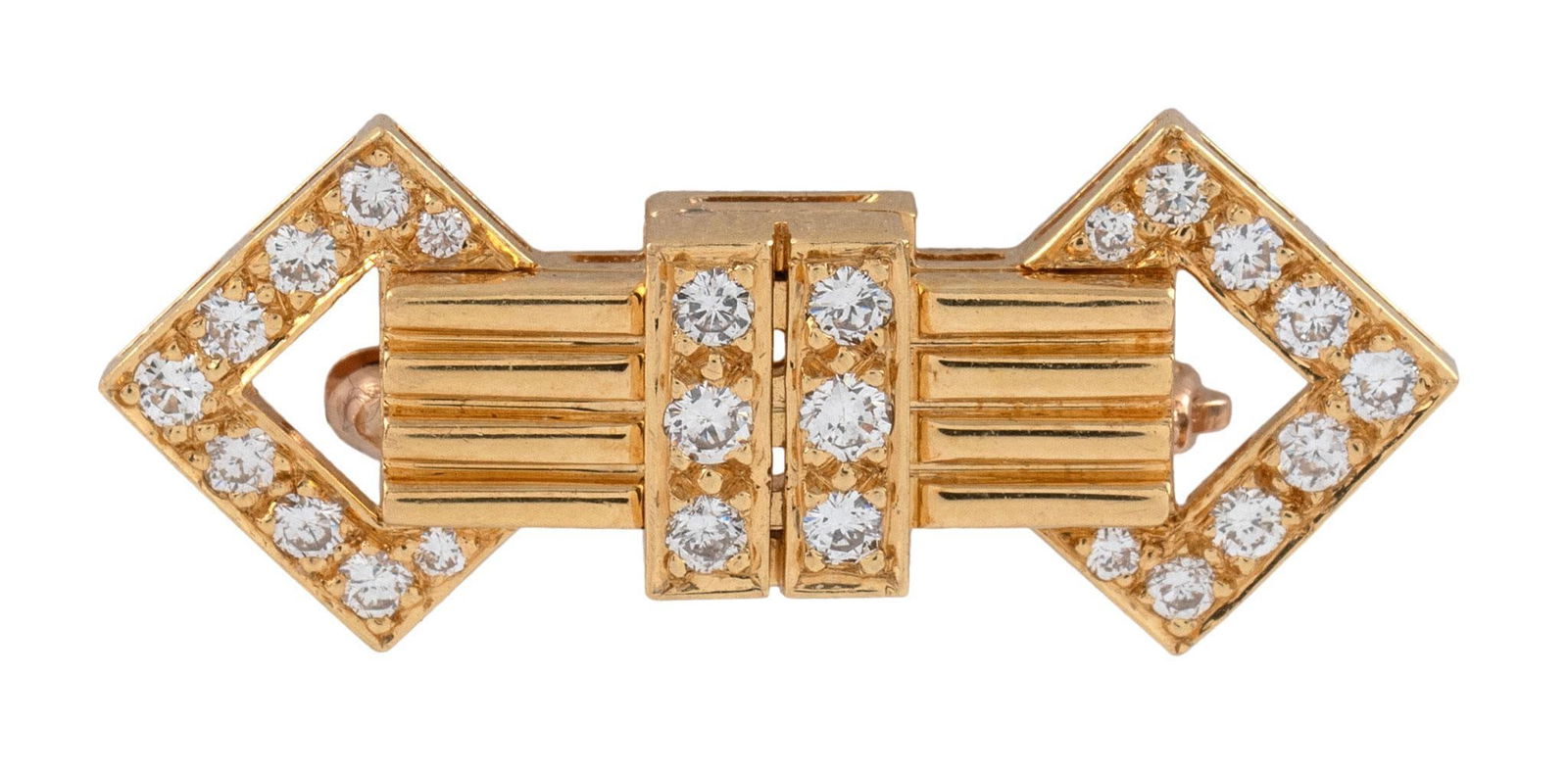 18k Yellow Gold Art Deco Diamond Brooch (1 of 2)