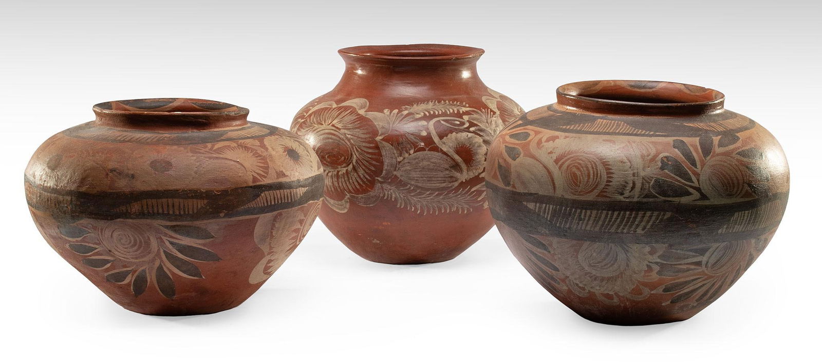 Three Terracotta Mexican Pottery Jars (1 of 2)
