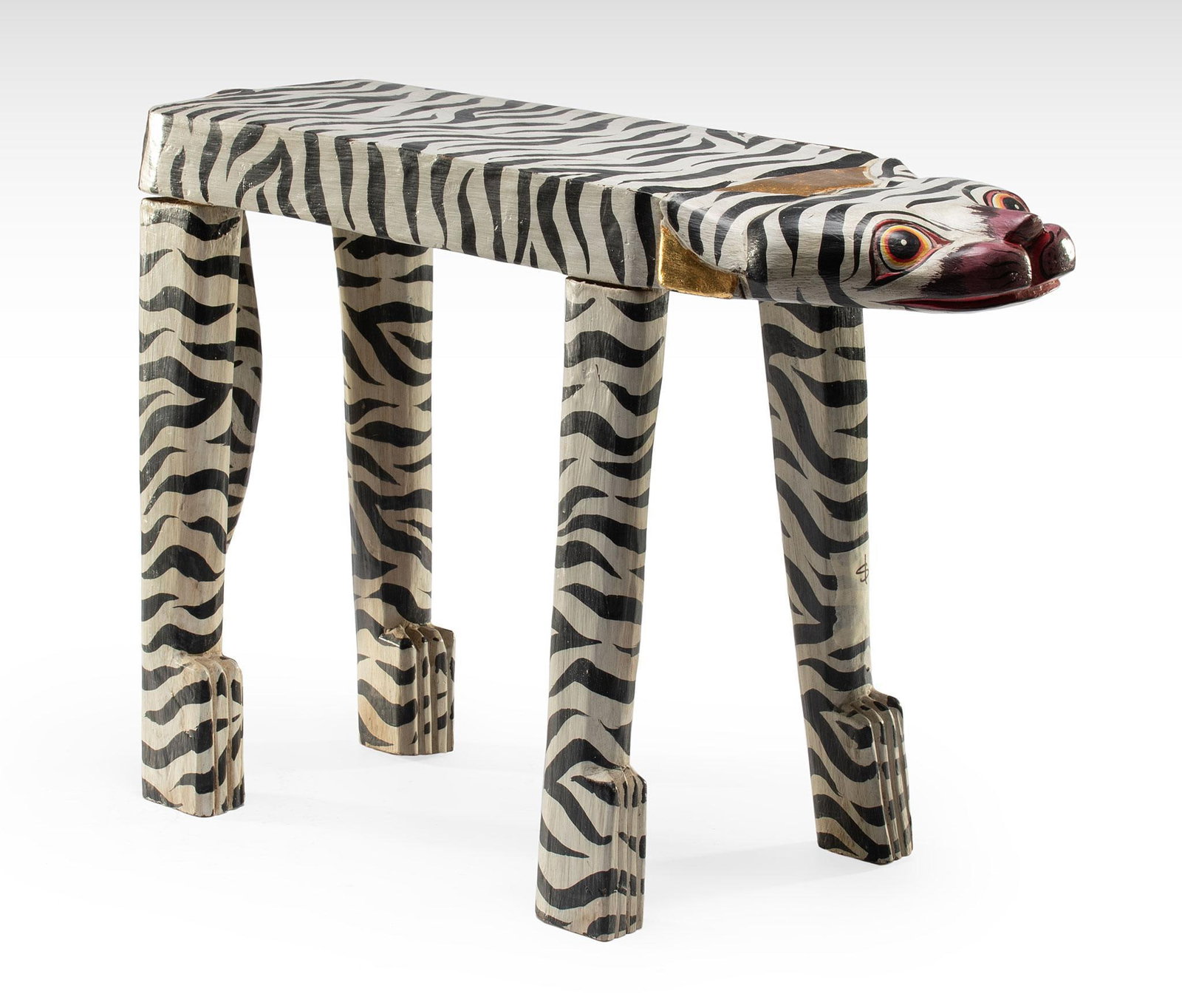 Folk Art Egyptian Style Painted Cat Stool (1 of 3)