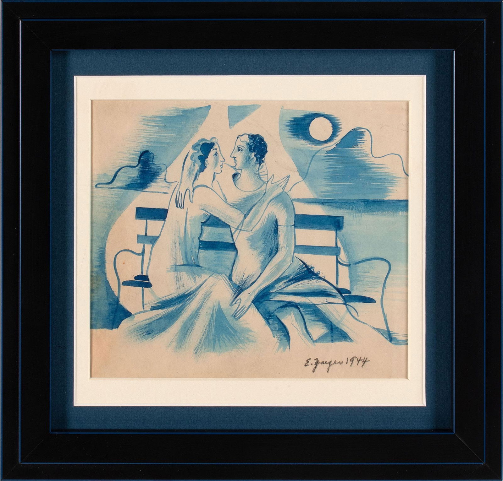 Watercolor of Young Couple by E. Yeager (1 of 1)