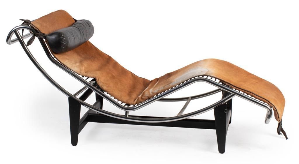 A Le Corbusier Metal and Leather Lounge Chair (1 of 2)