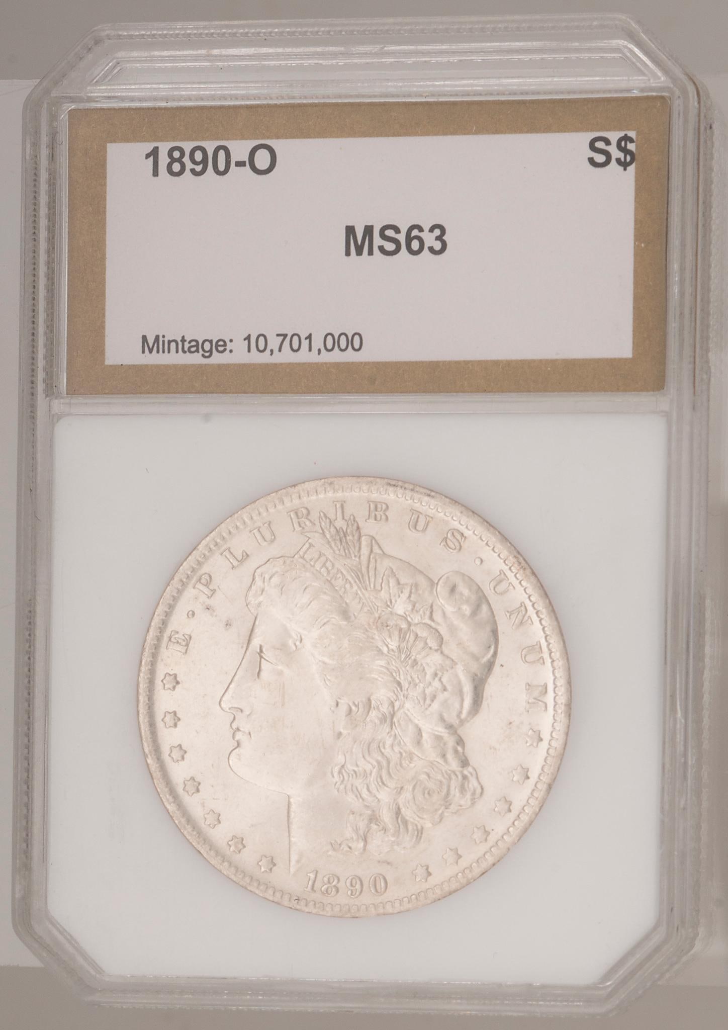 An 1890-O MS63 United States Silver Morgan Dollar Coin (1 of 2)