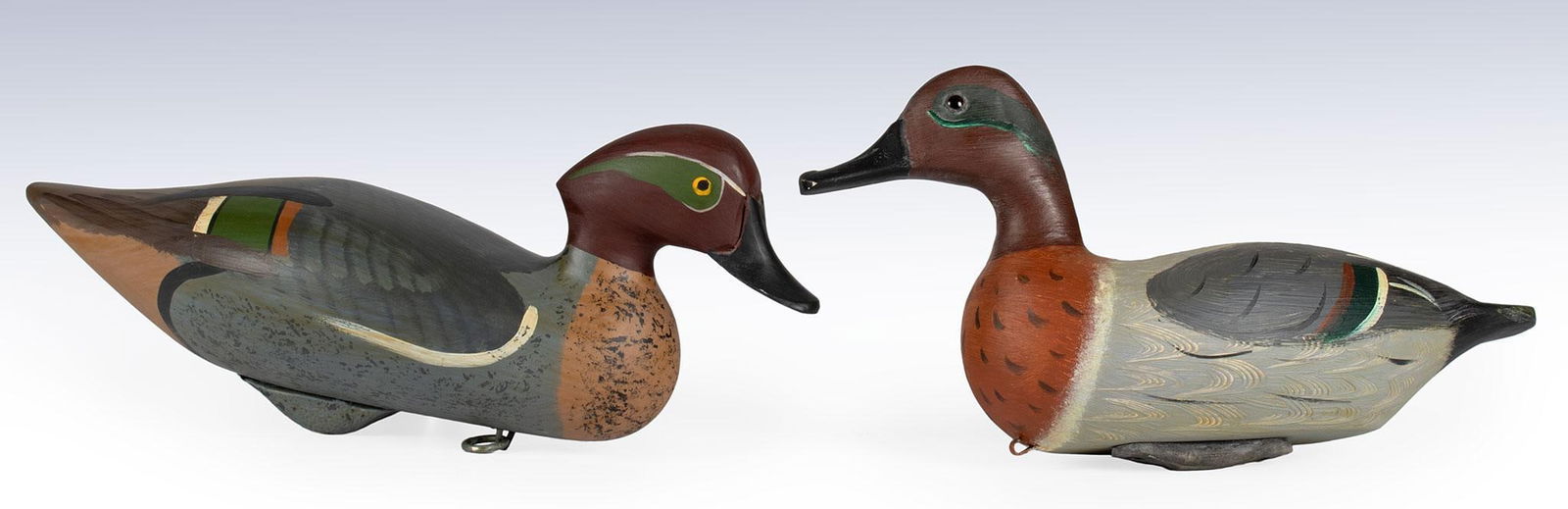 Two Carved and Painted Red Headed Teal Duck Decoys (1 of 4)