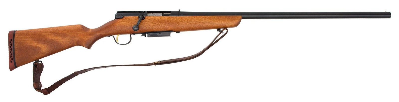 **Marlin Model 55 Bolt Action Shotgun: 12 gauge, 28" round barrel, NSN, Blue finish with walnut stock and leather sling. This shotgun is like new condition .