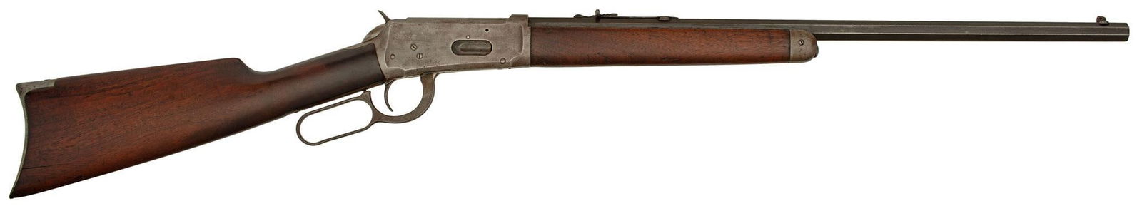 **Winchester Model 1894 Rifle: 25-35 caliber, 23" octagonal barrel, S/N 578093, Winchester blade front sight and Winchester rear barrel sight. Walnut stock and forearm. The barrel retains some of the original blue finish, wear to t