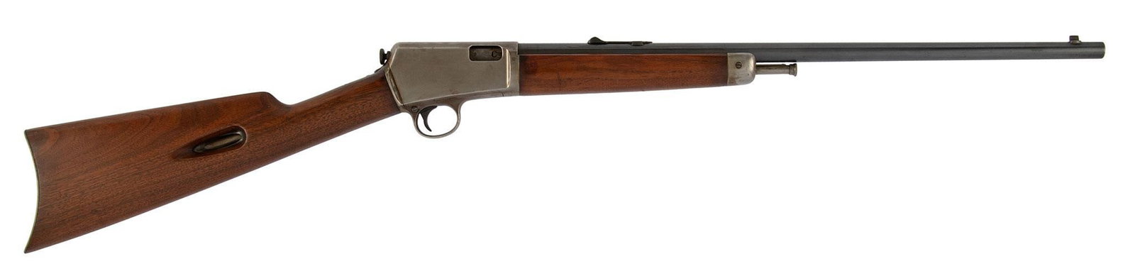 **Winchester Model 1903 Rifle: 22 auto caliber, 20" barrel, S/N 91044, Walnut stock and forearm. Marked model 1903 on the barrel. The barrel and sights retains most of the original blue finish. The frame is sharp and crisp with a g