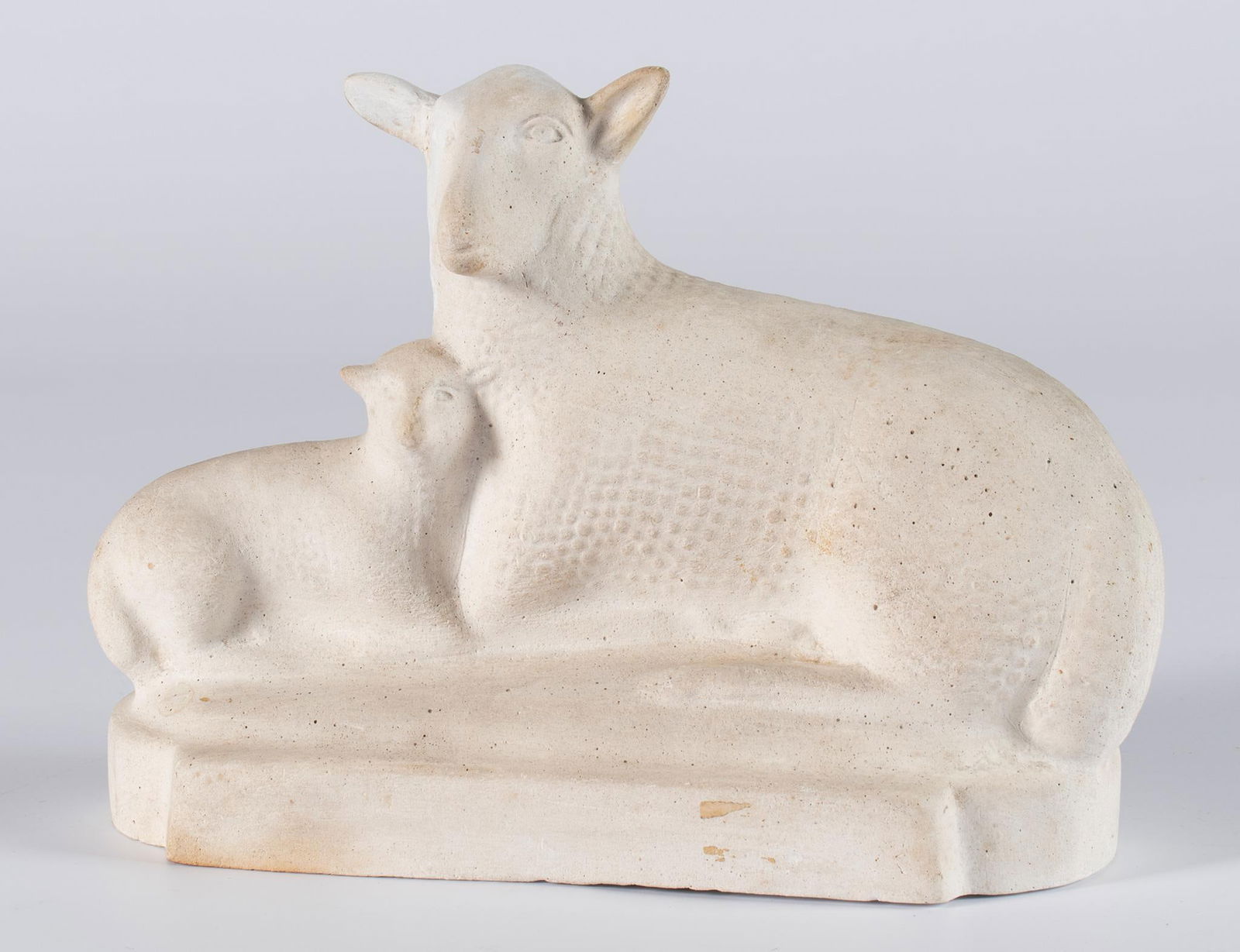 American Chalkware Sculpture of Sheep and Lamp (1 of 3)