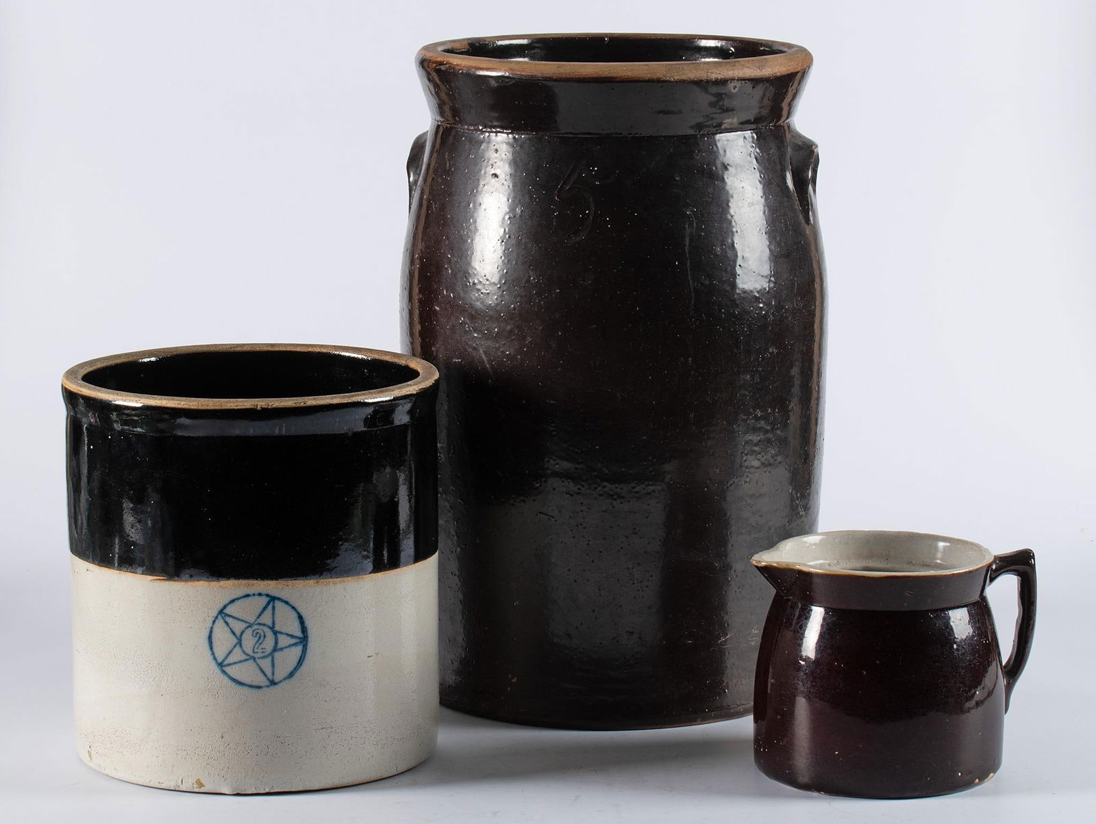 A Group of Three American Stoneware Crocks (1 of 3)