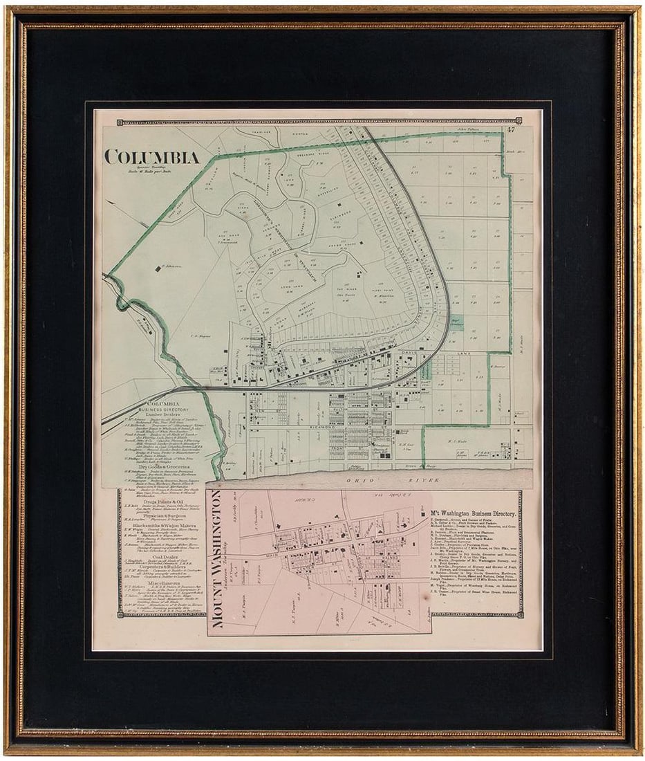 A Group of Cincinnati Survey Maps: Courthouse survey maps of Cincinnati Ohio and its neighborhoods, lot includes Mount Washington, Fairmount, and Crosby. Overall good condition.