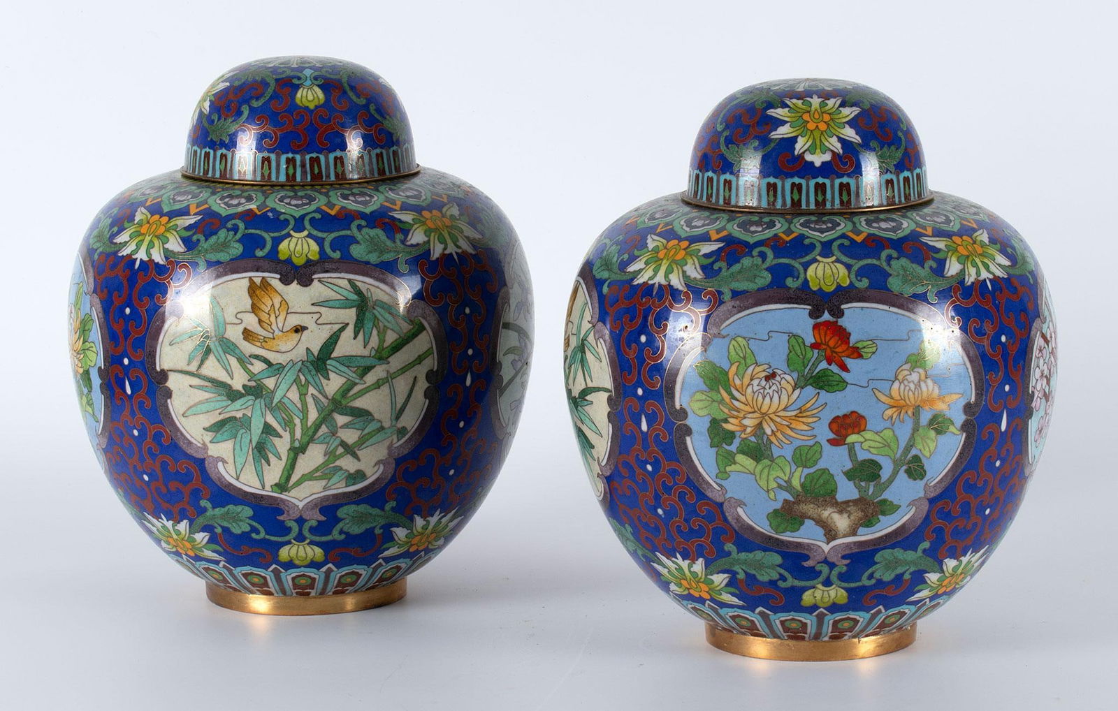 A Pair of Chinese Cloisonne Lidded Ginger Jars (1 of 2)