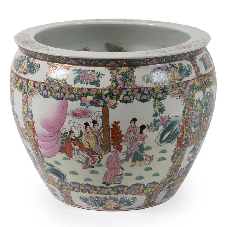 A Chinese Polychrome Decorated Planter (1 of 2)