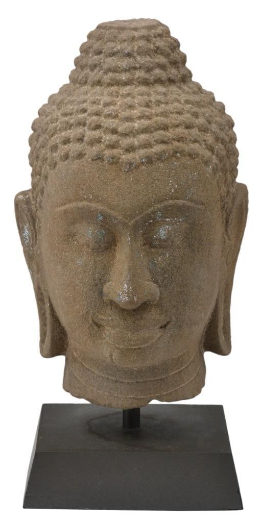 Cambodian Khmer Sandstone Carved Figure (1 of 4)
