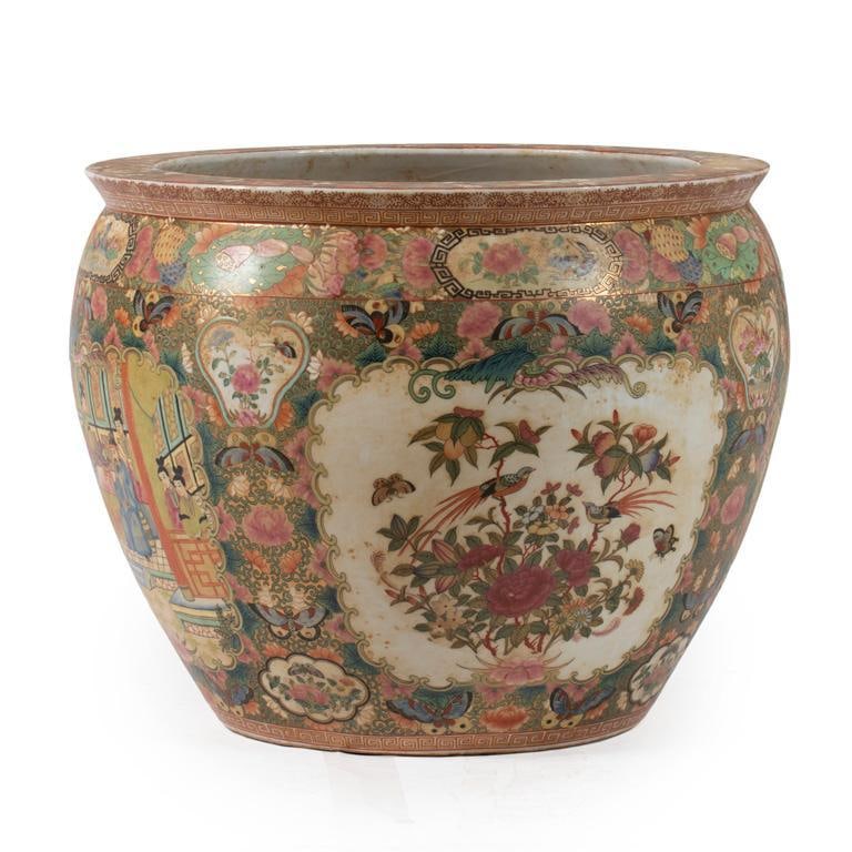 A Large Chinese Fish Bowl Porcelain Planter (1 of 2)