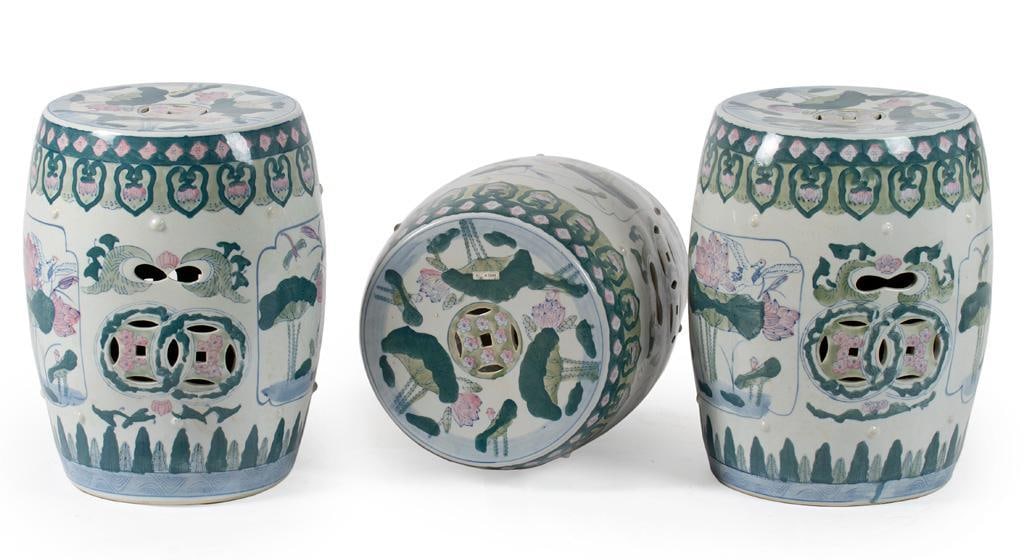 A Group of Three Chinese Porcelain Garden Stools (1 of 1)