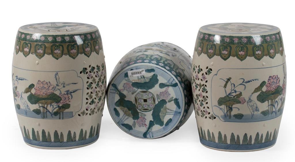 Three Chinese Porcelain Garden Stools (1 of 1)