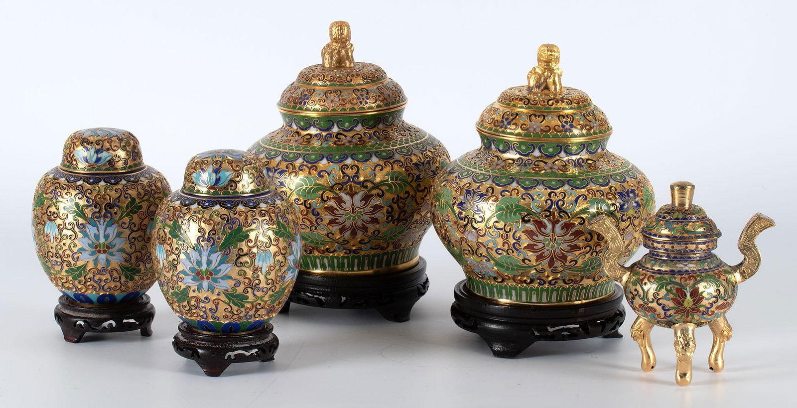 A Grouping of Chinese Champleve Tablewares (1 of 2)