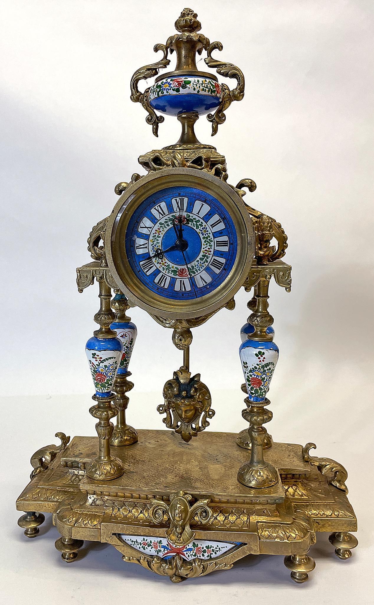 A Brass and Porcelain Mantle Clock (1 of 5)