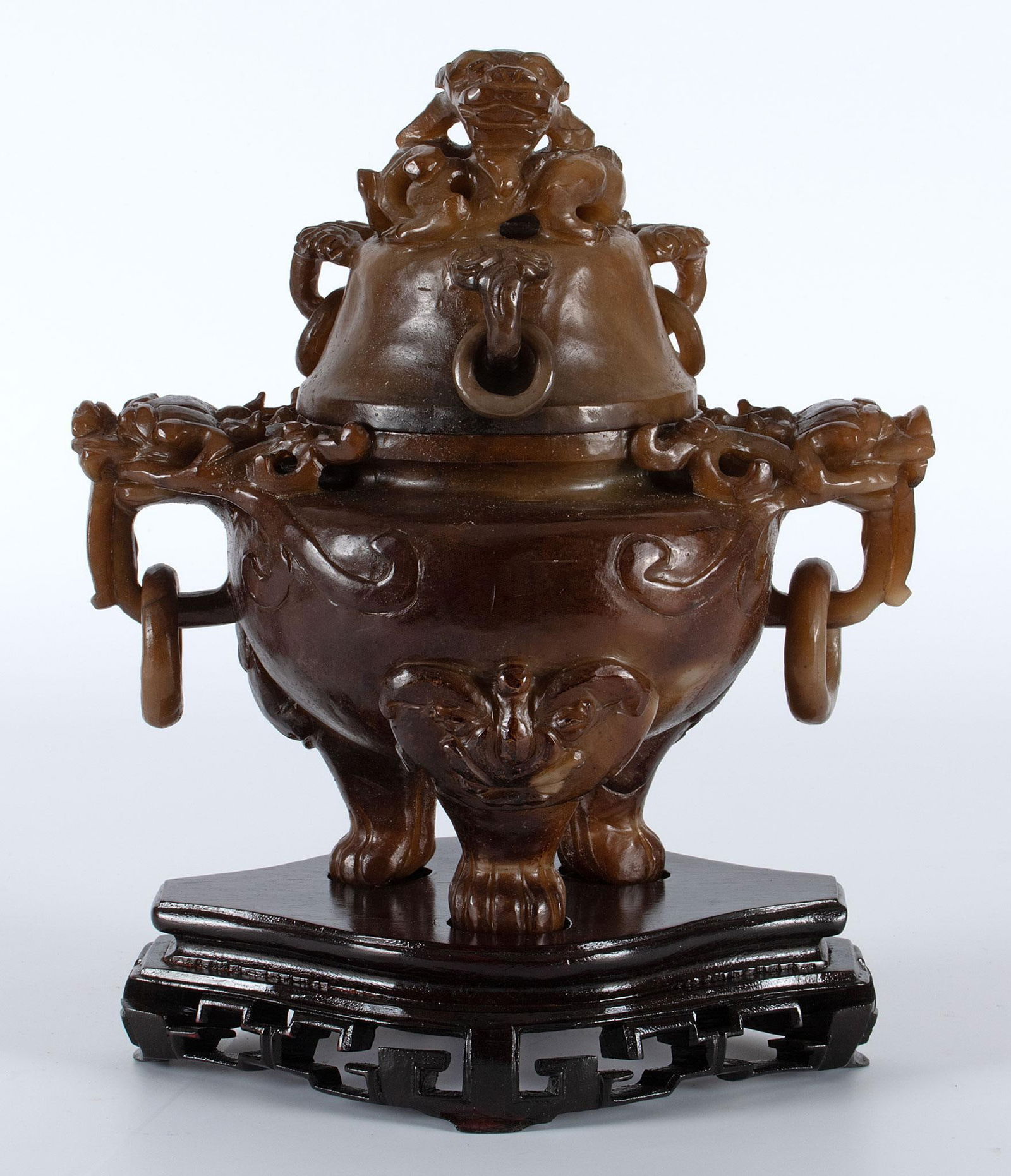 A Chinese Archaistic Hardstone Lidded Censor (1 of 2)