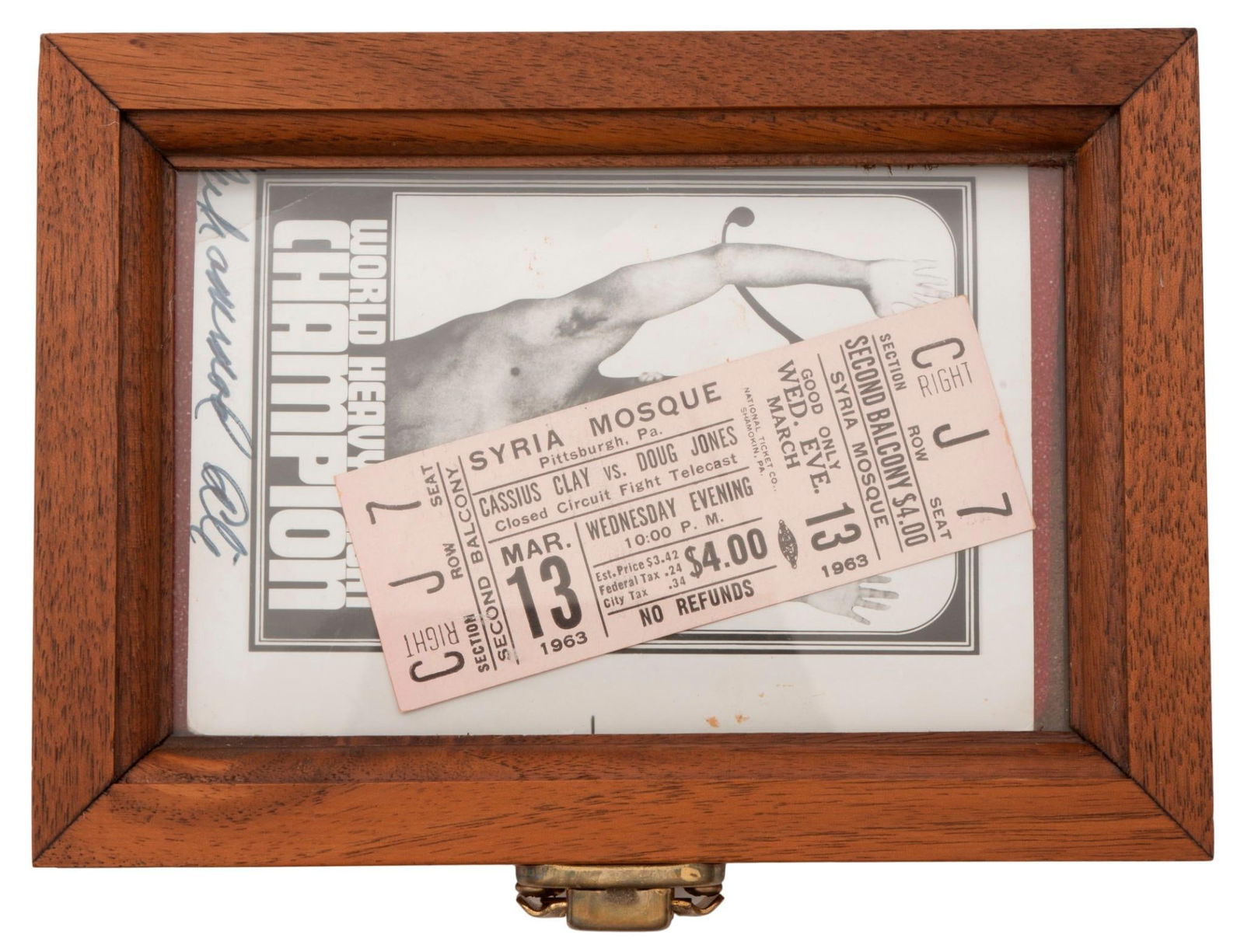 A Cassius Clay Vs. Doug Jones Boxing Ticket Plus Signature (1 of 3)