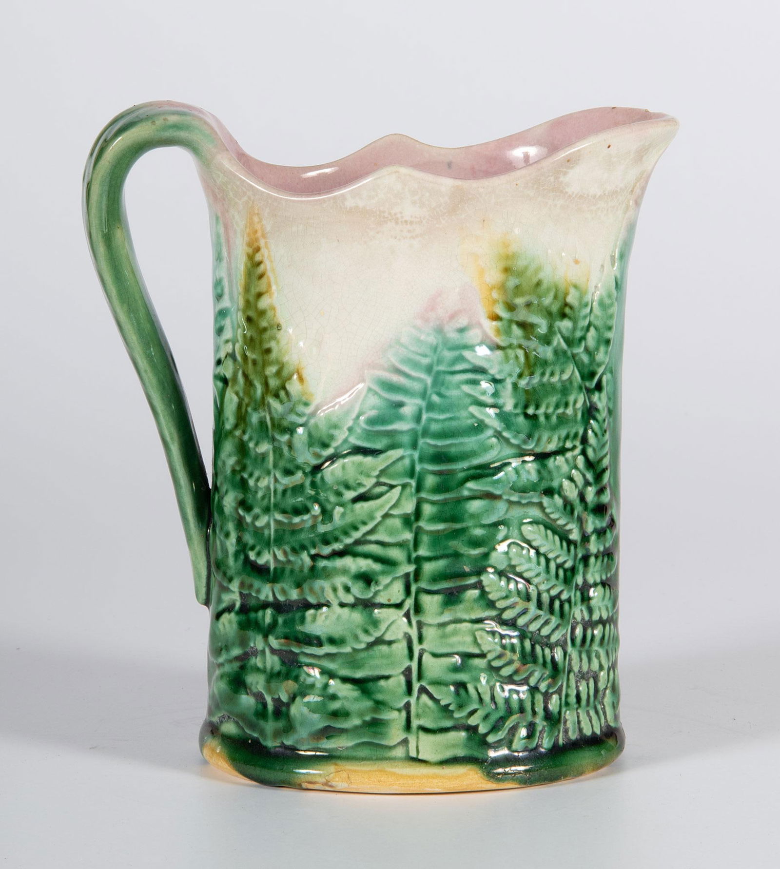 Etruscan Fern Decorated Majolica Pitcher (1 of 3)