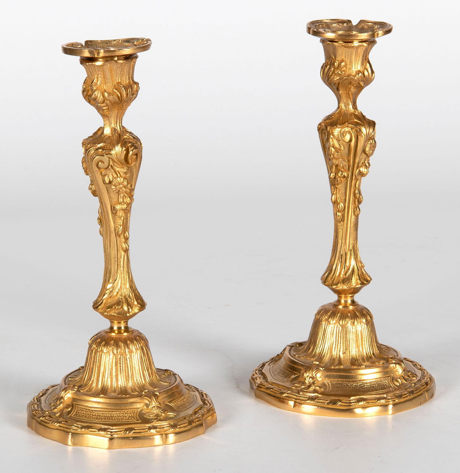 A Pair of French Louis XVI Style Ormolu Candlesticks (1 of 2)