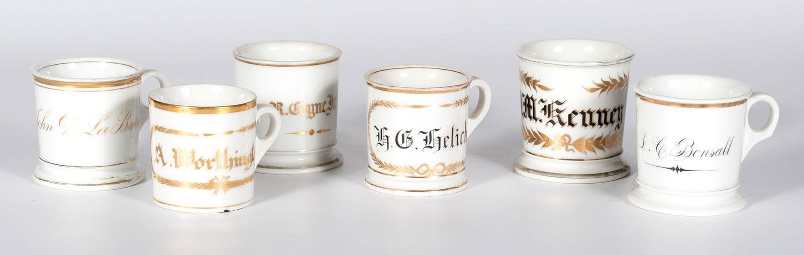 A Grouping of 6 Antique Shaving Mugs (1 of 4)
