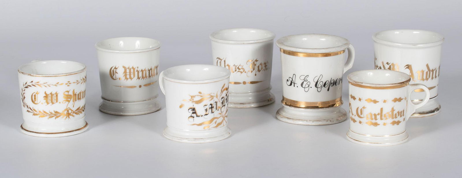 A Grouping of 7 Antique Shaving Mugs (1 of 4)